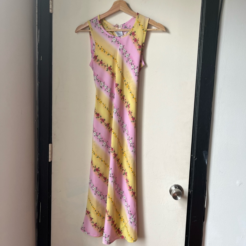 My Michelle Vintage XXS Pink and Yellow 90s Floral Dress